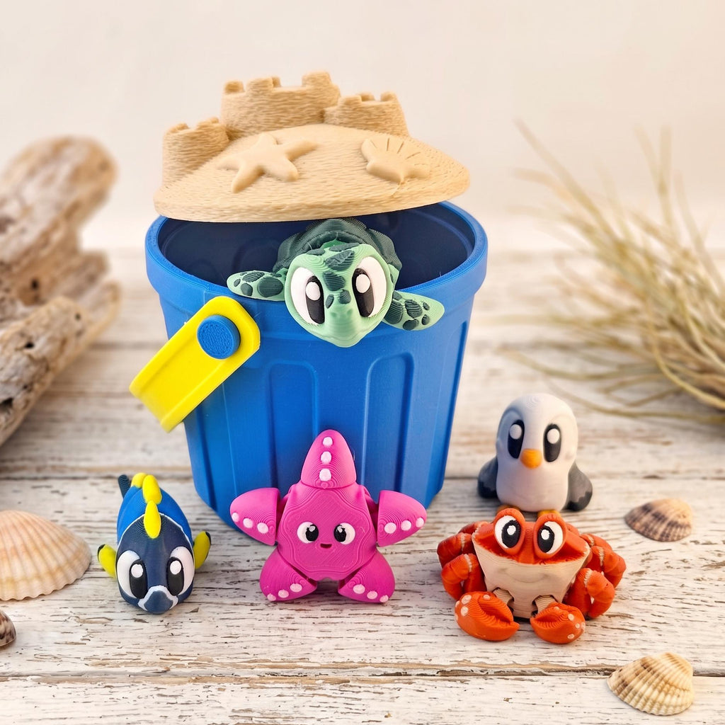 Beach Buddies in a Sand Pail Mini Playset