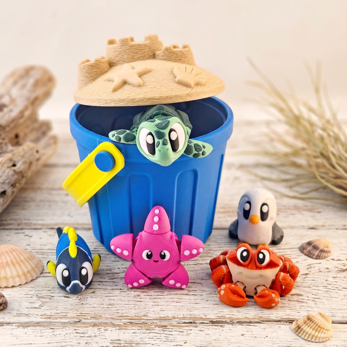 Beach Buddies in a Sand Pail Mini Playset