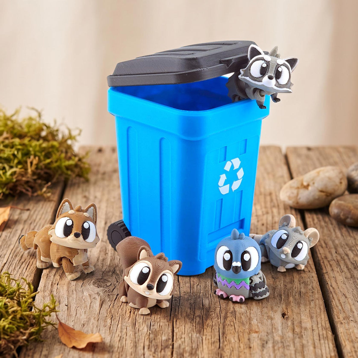 Rascals in a Recycling Bin Mini Playset - Urban Animals Pack