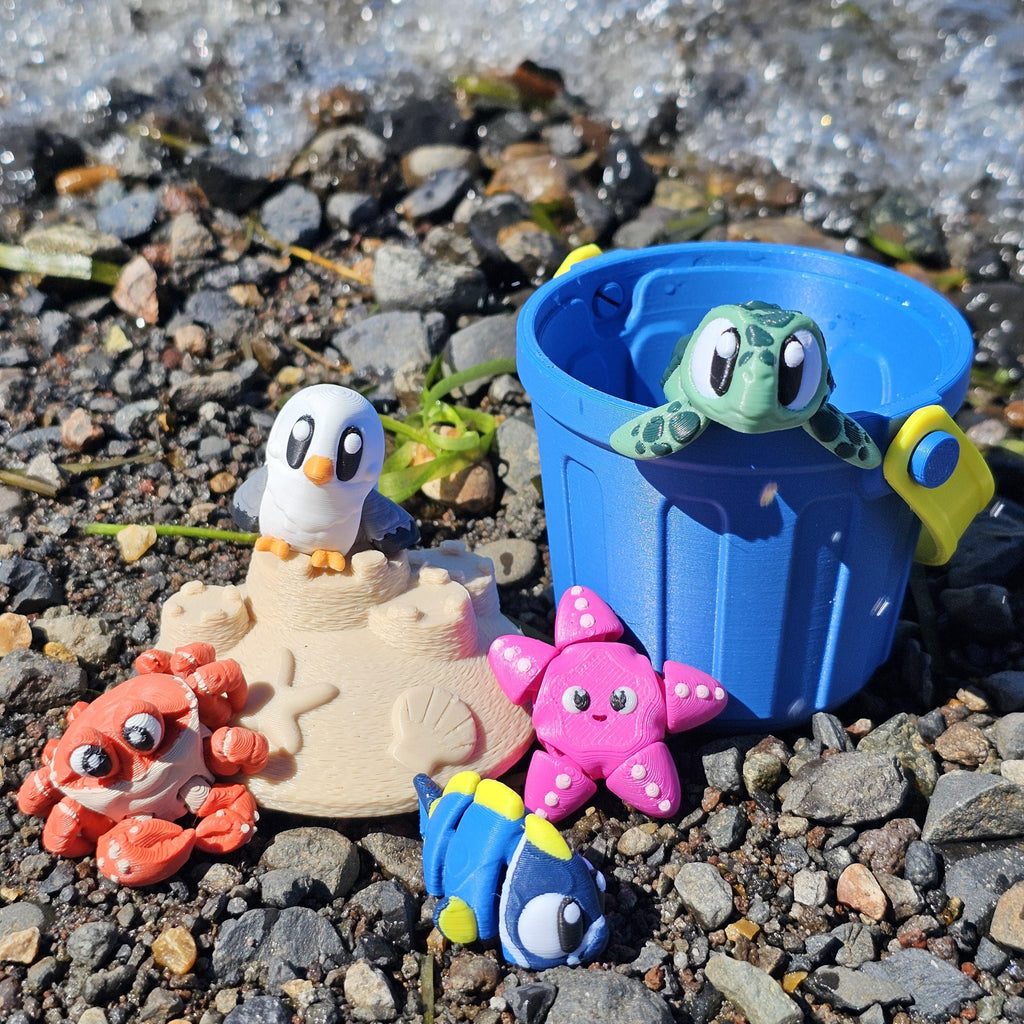 Beach Buddies in a Sand Pail Mini Playset