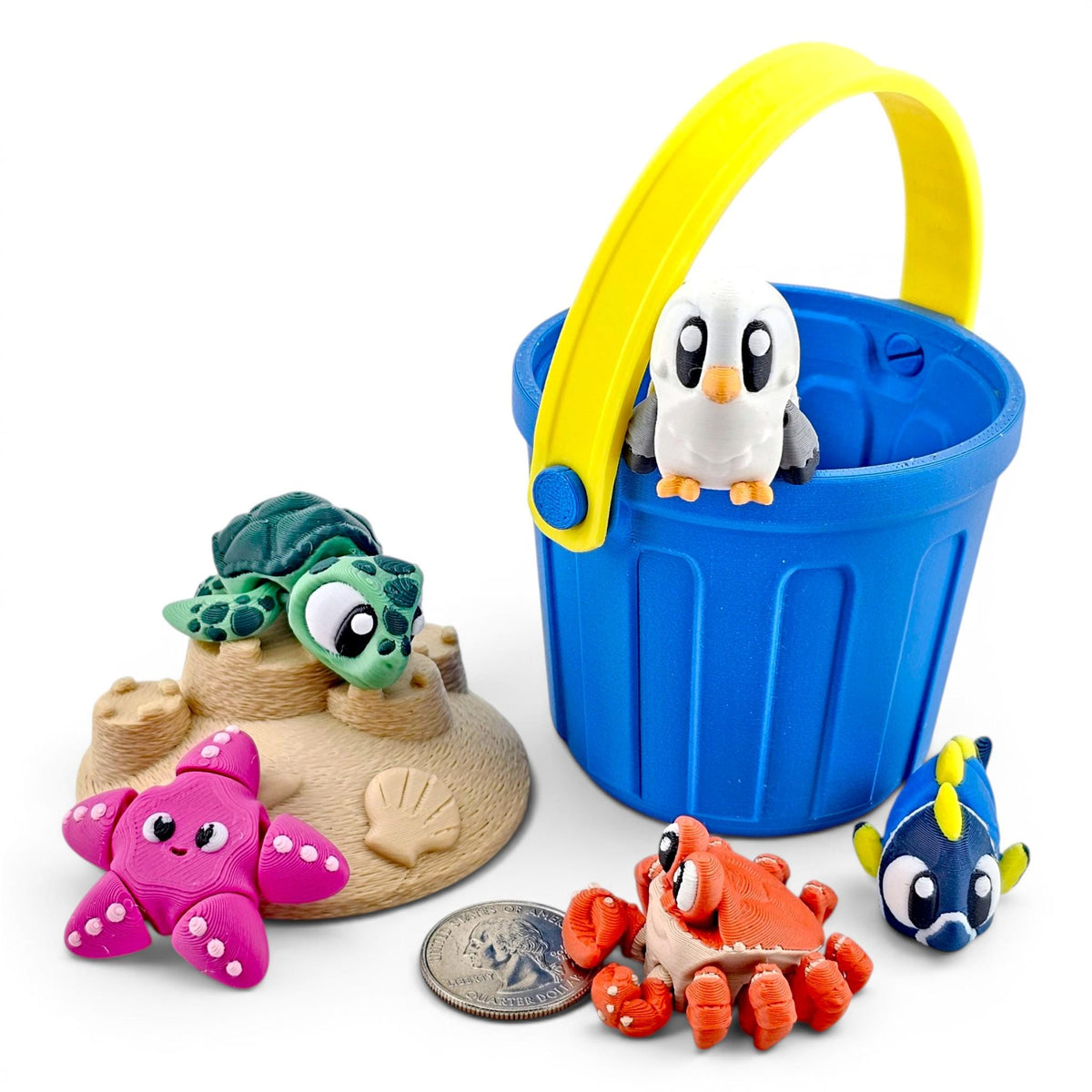 Beach Buddies in a Sand Pail Mini Playset